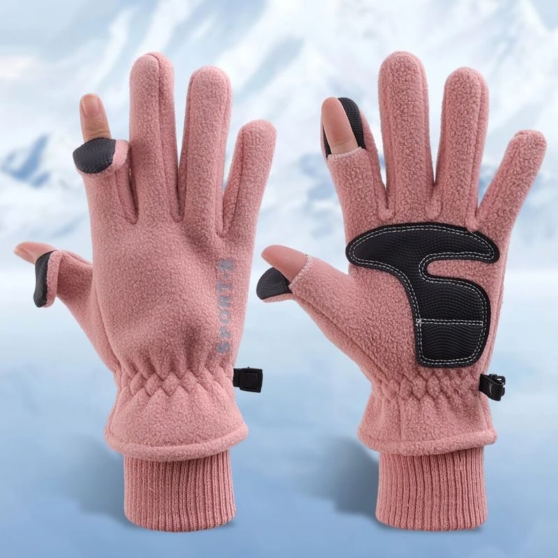 Mænds vinter Solid Kvinder udendørs Polar Fleece Touchscreen Tykke Varme Kolde Handsker Motorcykel Cykling Håndledshandske_voghion.com
