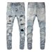 Herrkläder Graffiti Slim High Street Jeans Paint Diamond Hole Patch Byxor_voghion.com