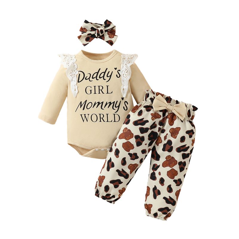 Vêtements en dentelle pour bébés filles, barboteuse à manches longues, pantalon à nœud, motif floral, ensemble pantalon à manches longues_voghion.com