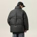 Men's Retro Stand Collar Puffer Jacket, Water-Resistant Quilted Coat With Adjustable Hem For Winter (Black/Olive/Beige)_voghion.com