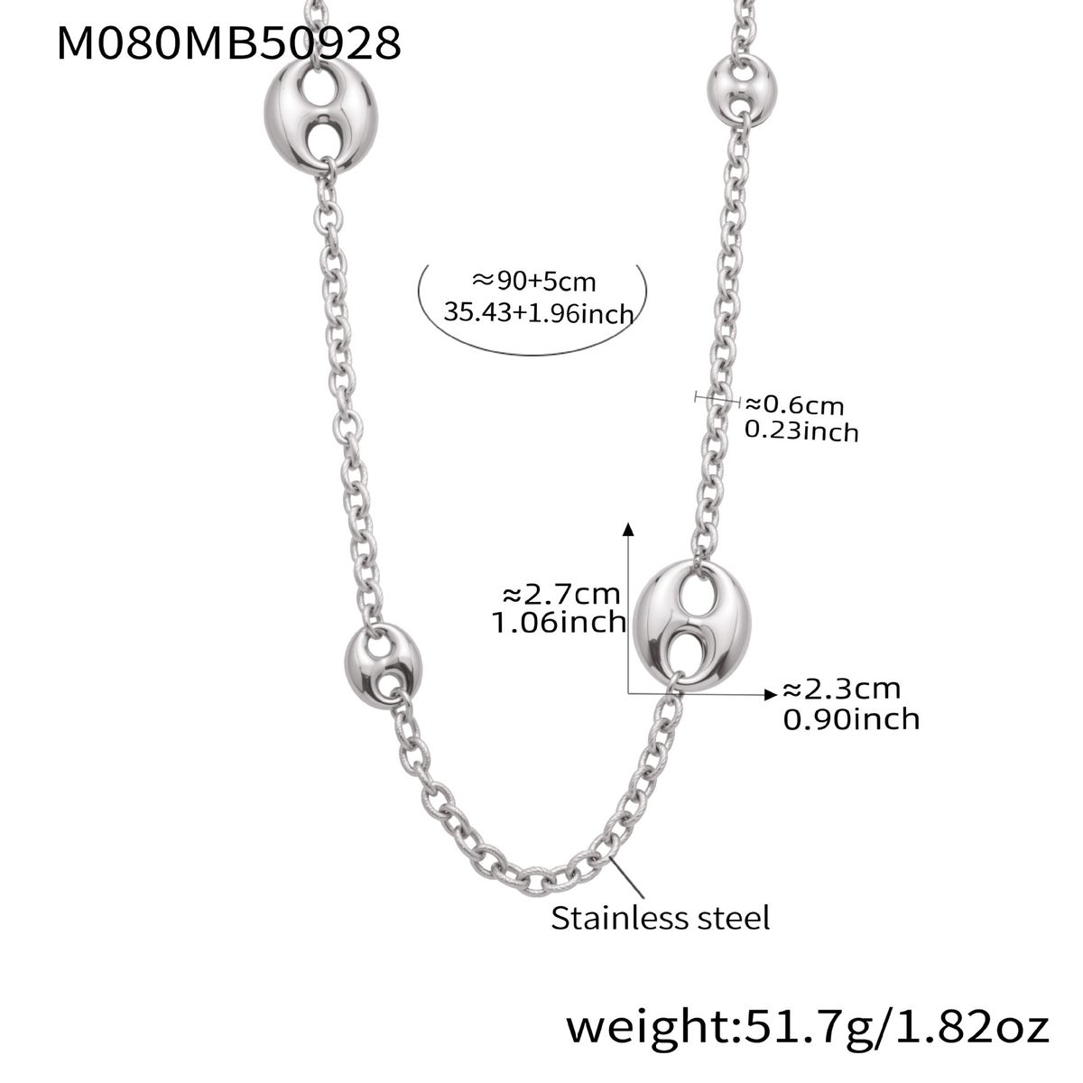 Square Sugar Ins Niche Design Exquisite Long Sweater Chain Stainless Steel Pig Nose Shaped Necklace_voghion.com