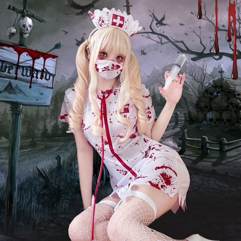 Costume de performance pour Halloween pour adulte Mary Horror Bloody Zombie Doctor Nurse Dress_voghion.com