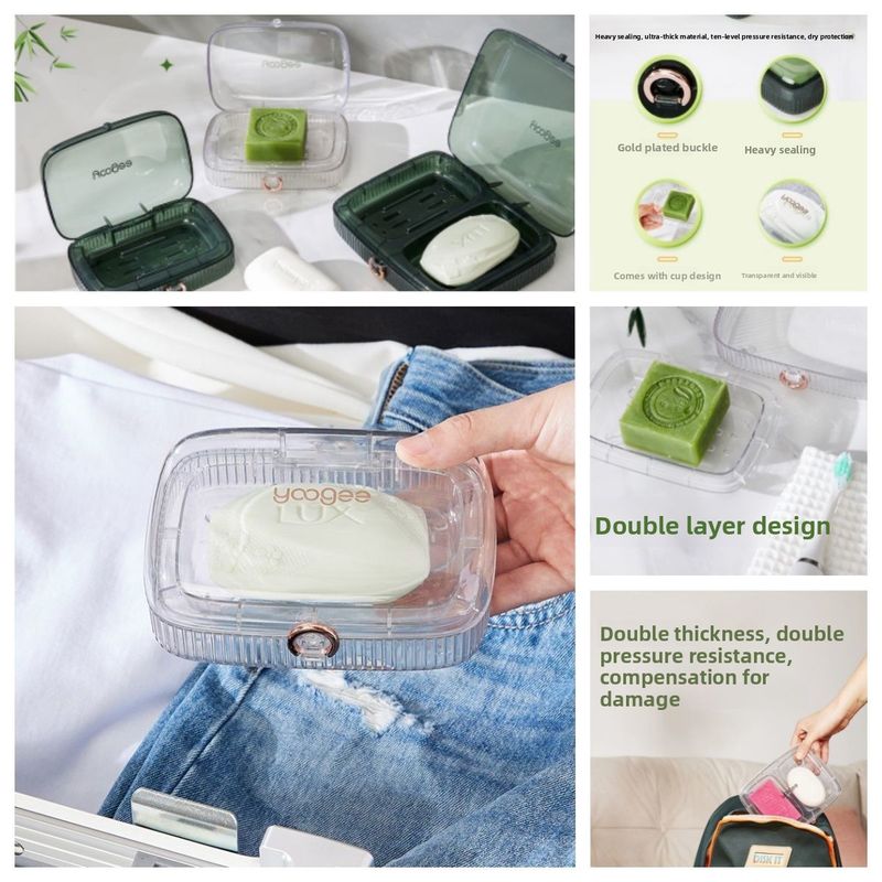 Portable Holder Double Layer Sealed With Lid Drainage Soap Box For Travel Business Trip Luxury Home Use_voghion.com