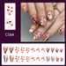 Nail Art a strisce irregolari multicolore con fiore bianco fantasma carino ovale corto lucido di Halloween, 24 pezzi_voghion.com