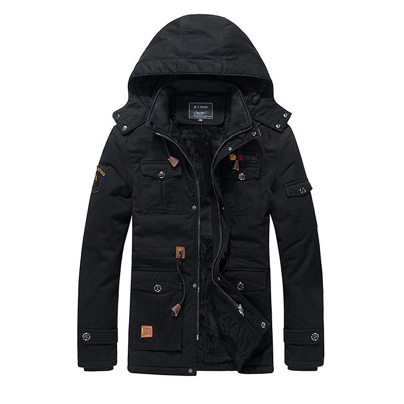 Winter New Men's Fleece Thickened Jacket Medium And Long Hooded Jacket_voghion.com