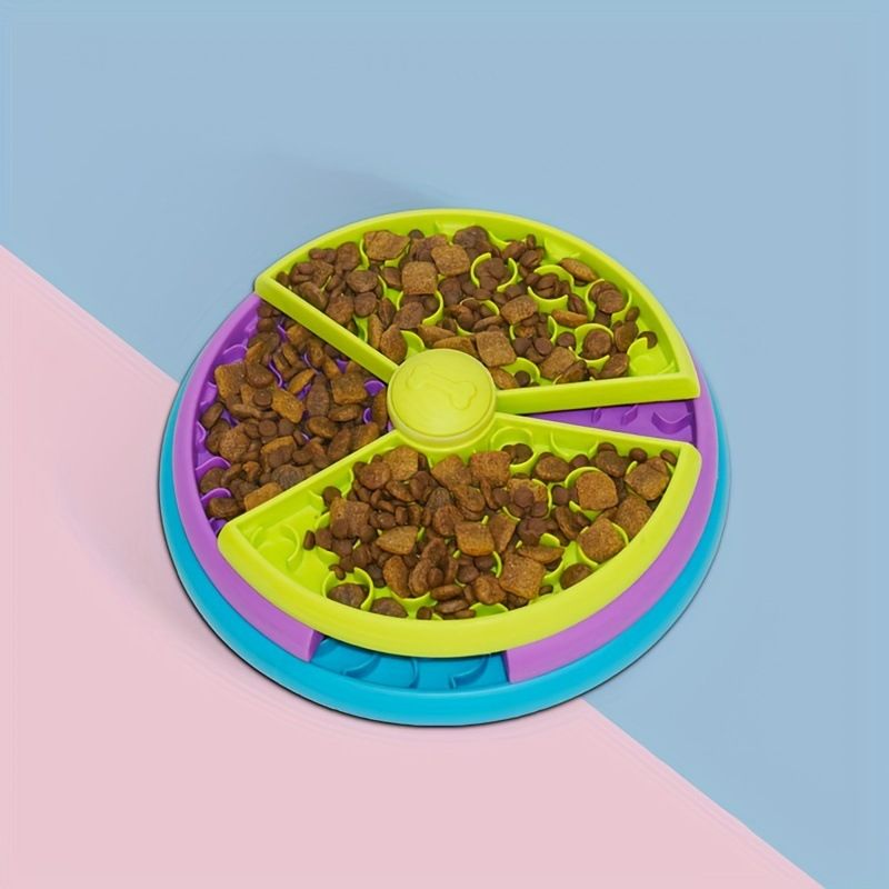 Pet Slow Three-Layer Fun Puzzle Rotating Anti-Choking Cat Dog Bowl Feeder_voghion.com