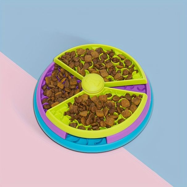 Pet Slow Three-Layer Fun Puzzle Rotating Anti-Choking Cat Dog Bowl Feeder_voghion.com