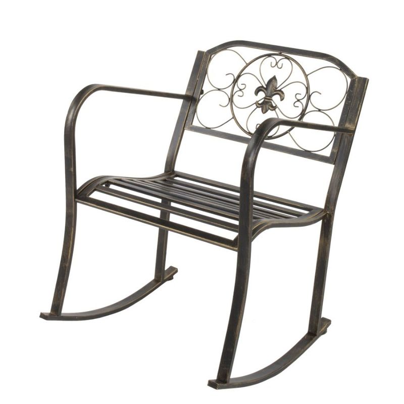 For Patio Design Outdoor Porch Deck Seat Metal Chair Rocking Scroll_voghion.com