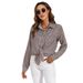 Verve Damen Frühling und Herbst Plaid Lose Casual Langarm Shirt mit Turn-Down-Kragen_voghion.com