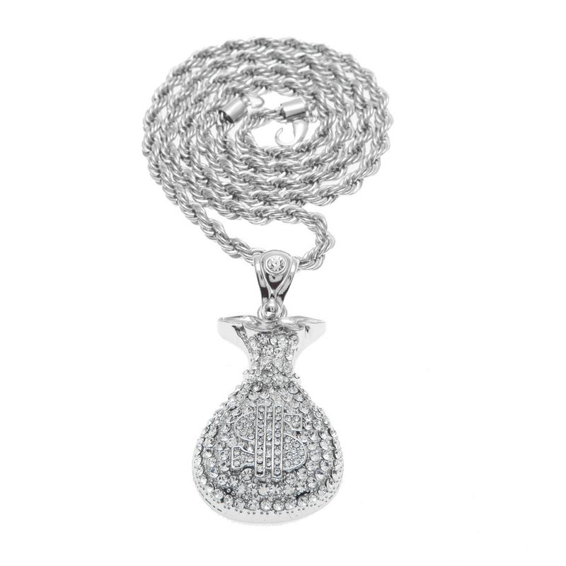 1 st hiphop nytt herrhalsband legering full diamant dollar pengar väska dollar nattklubb pick up flickor måste-ha hänge accessoarer_voghion.com
