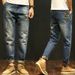 Pantalones vaqueros desgastados Nine-Tenths para hombre: pantalones vaqueros elásticos con detalles rasgados, corte recto ajustado, cómodos y modernos para un look casual._voghion.com