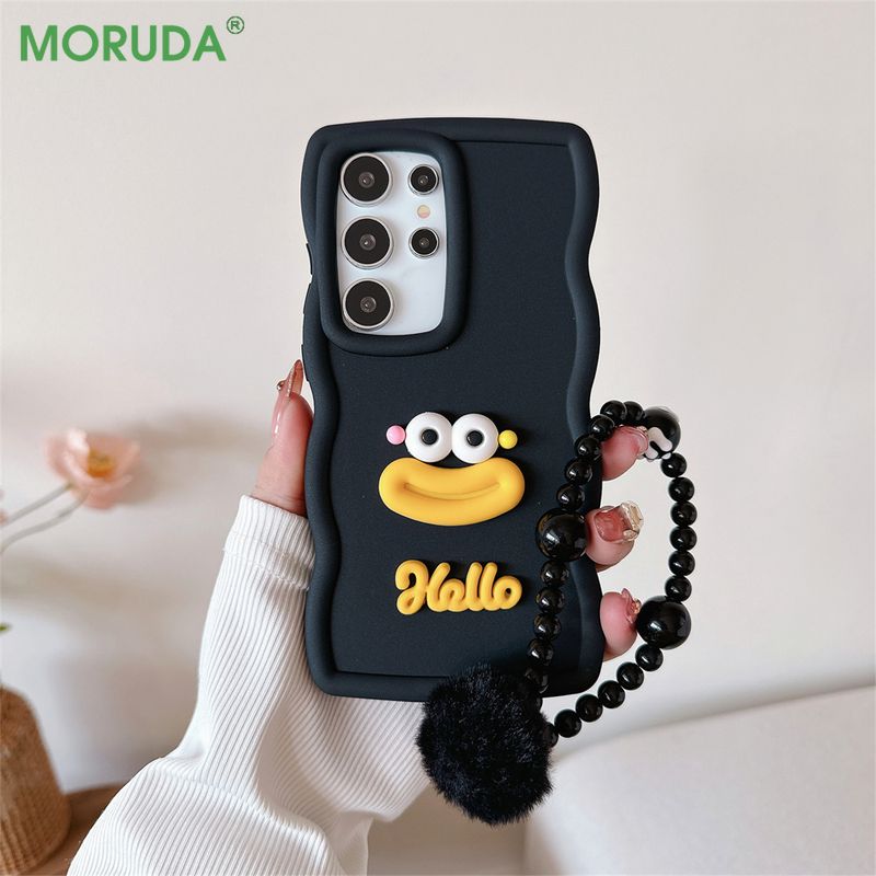 Capa de silicone com moldura ondulada 3D Sausage Mouth para Samsung Galaxy S25 S24 S23 S22 Ultra S21 FE A36 A16 A52 A54 Plush_voghion.com