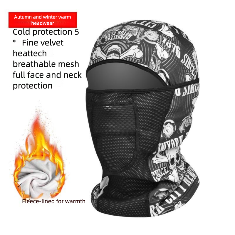 Gorro térmico unissex para ciclismo, ideal para outono e inverno. Possui máscara de esqui, protetor de pescoço, forro interno à prova de vento e frio._voghion.com