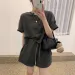 Korean Chic Summer Versatile Loose Outfit For Women Short Sleeve T-Shirt Shorts Elastic Waist Two-Piece Set Trendy_voghion.com