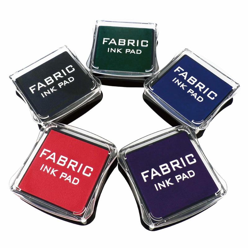 Stamp Pad;  Fabric Ink Pad Stamps Set;  5 Colors Non-Toxic Pigment Ink Pad for Stamps;  Rubber Stamps;  Card Making Supplies;  Wood;  Fabric and Paper_voghion.com