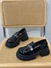 Raise The Bottom 6cm Loafers Dam 2025 Nyheter Vår & Höst Slip-on Svart JK Läder Brittisk Stil Enkelt Lager_voghion.com