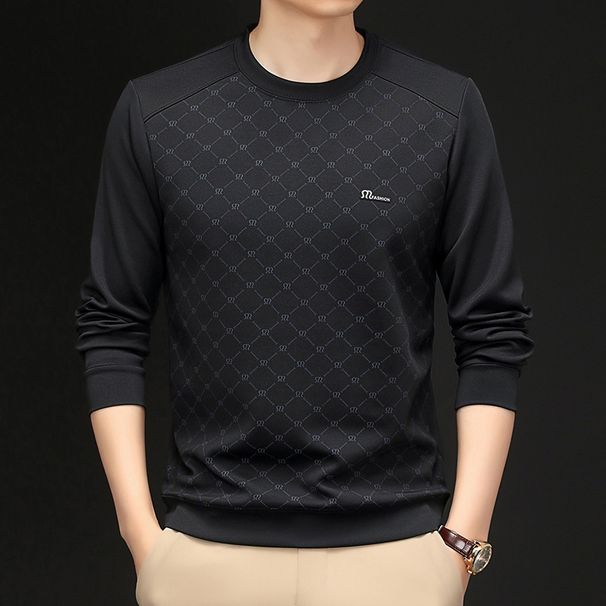 Men's Clothing Casual Long Sleeve Crewneck Sweatshirt - Stylish Pullover T-Shirt For Spring & Autumn, No Hood, Breathable & Comfortable Fit_voghion.com
