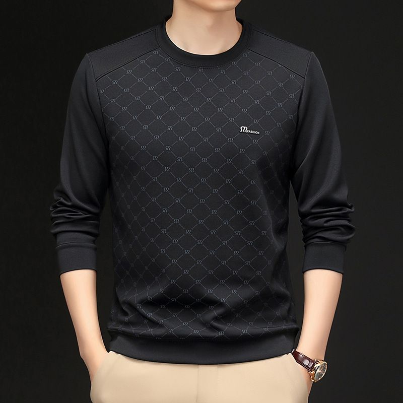 Lässiges Langarm-Sweatshirt mit Rundhalsausschnitt für Herren – Stilvolles Pullover-T-Shirt für Frühling und Herbst, ohne Kapuze, atmungsaktiv und bequeme Passform_voghion.com