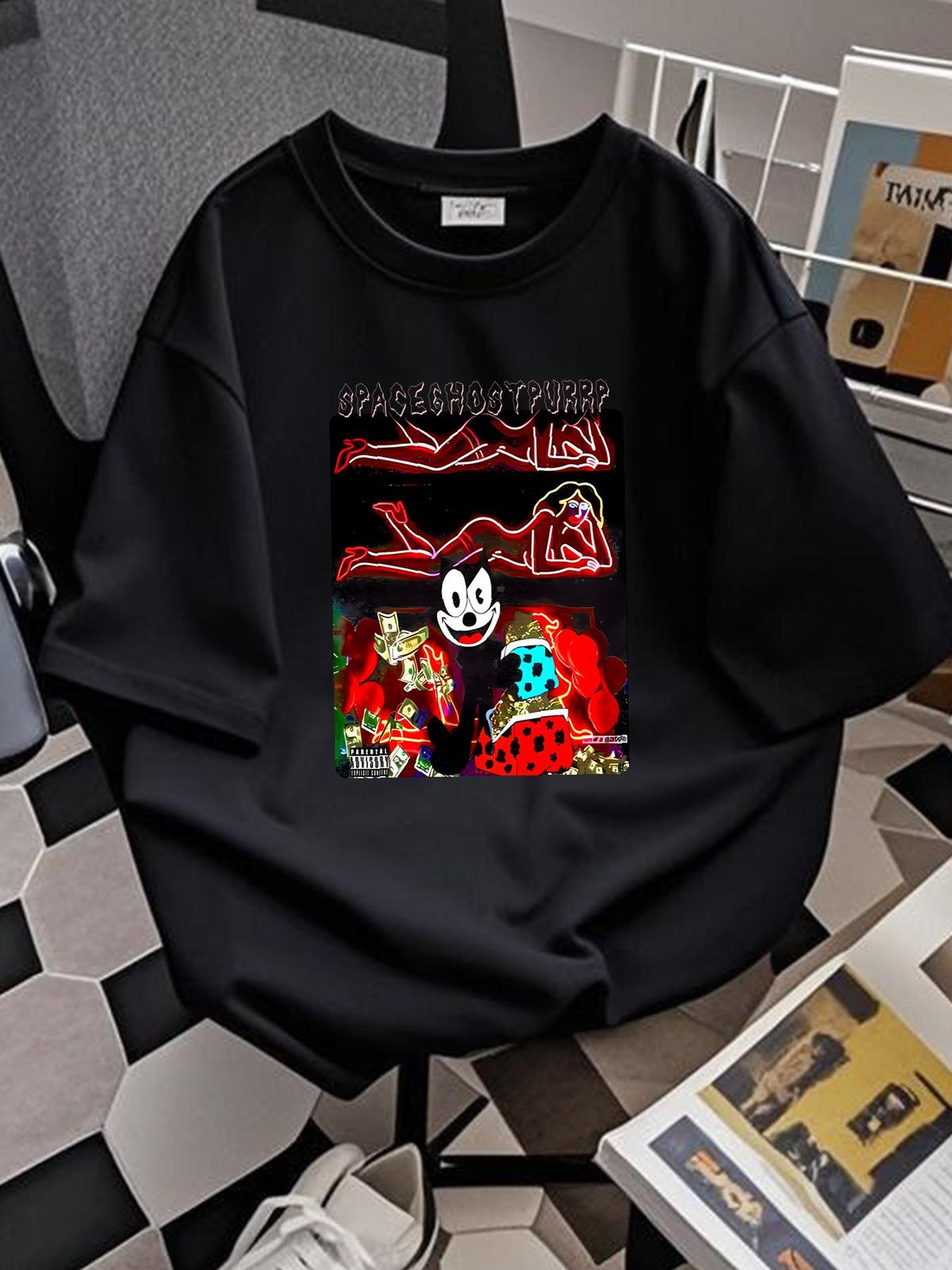T-shirt classique et populaire Spaceghostpurrp pour homme, taille S à 5XL, polyvalent, extensible, design graphique, légèrement doux._voghion.com