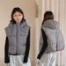 Dames Puffer Vest met Capuchon - Gewatteerde Lichtgewicht Mouwloze Jas, Oversized Casual Gilet met Ritssluiting voor Herfst/Winter (Kaki/Grijs)_voghion.com