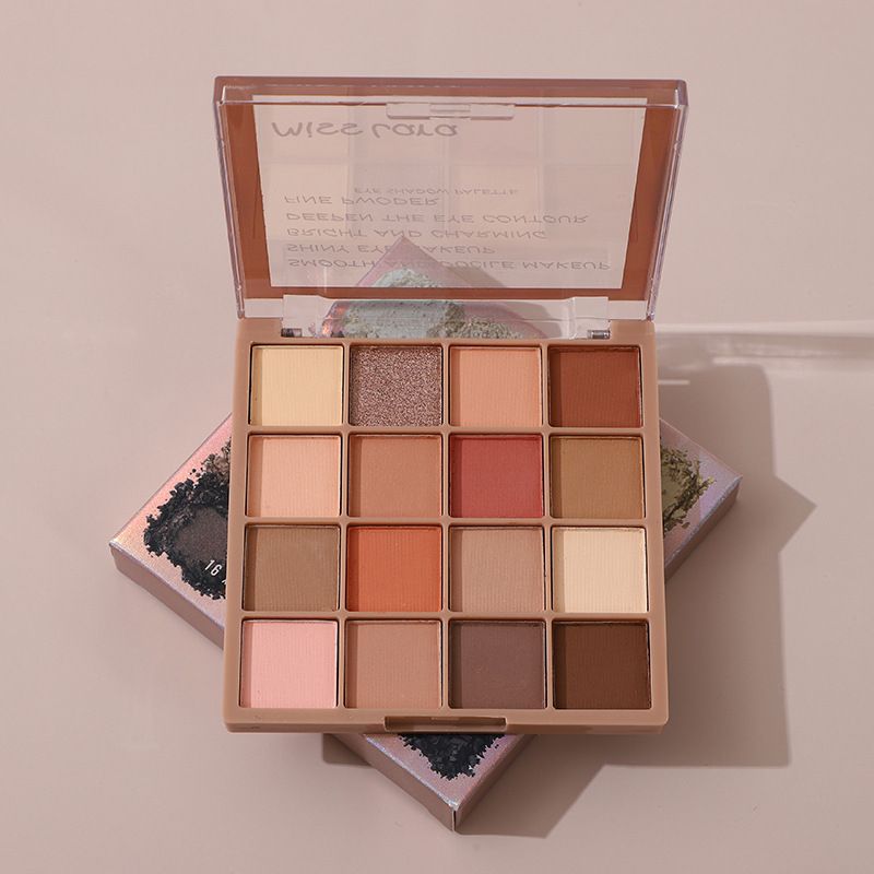 Net Red Same 16 Earth Cement Eye Shadow Plate Pearlescent Matte Shimmer Color Makeup_voghion.com