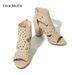 Women's Chunky Heel Gladiator Sandals - Laser Cut Peep Toe Platform Shoes (Size 6-11, Beige, Summer)_voghion.com