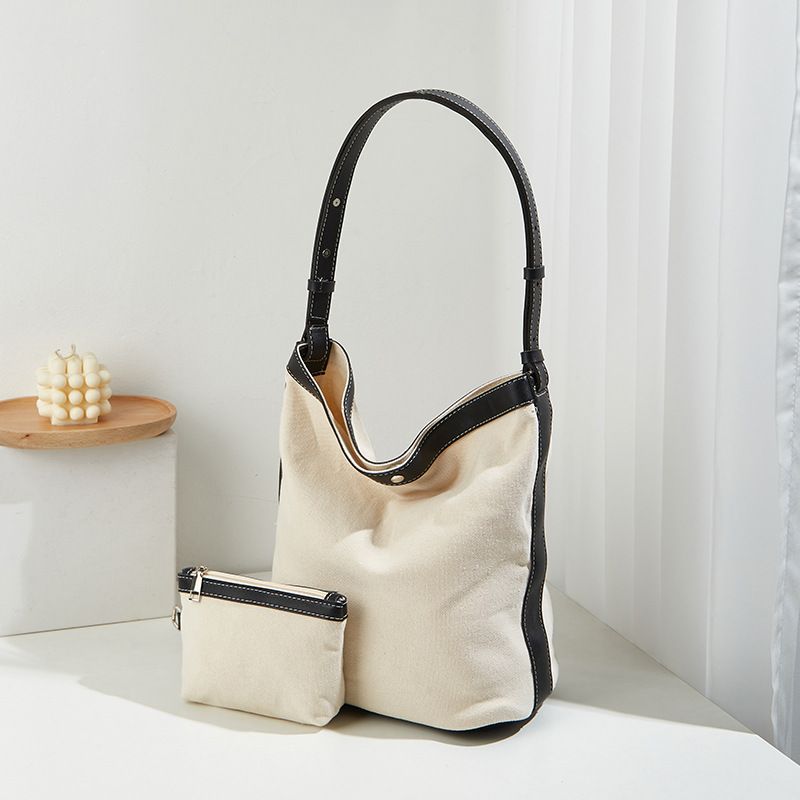2024 Wanter Nei Einfach Leinwand Gesplicet Lieder Eemer Casual Damen a Mammen Tote Single Schëllertasch_voghion.com