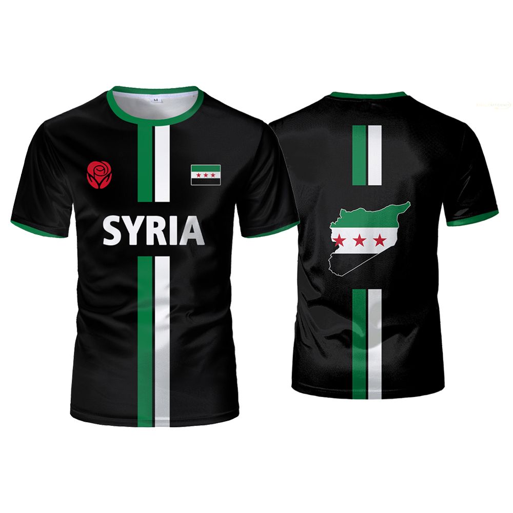 Nieuw Syrië Voetbalshirt Heren Sport Syrische Vlag Straat Oversized Tops Unisex Casual Grafische T-shirts Heren Geschenken_voghion.com