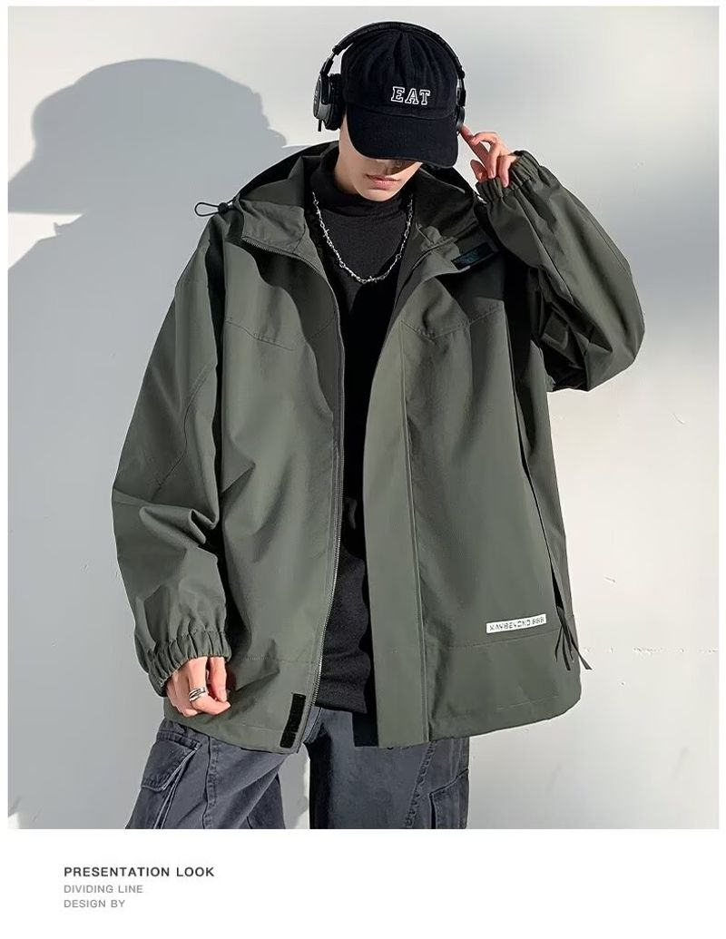 Waterproof Hooded Jacket For Men, Functional Style Sports Jacket, Trendy Casual Workwear Jacket_voghion.com