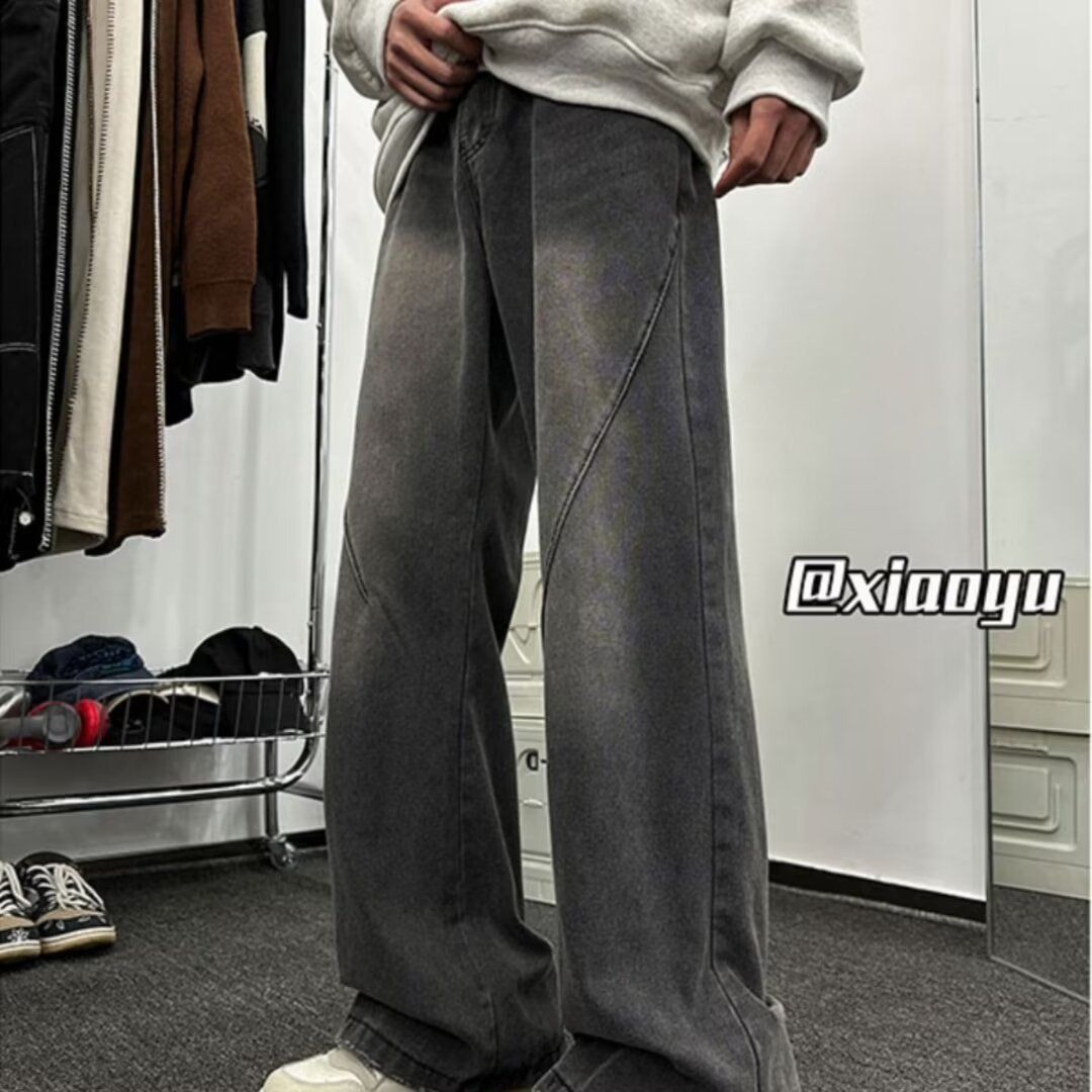 Tide Brand High Street American Soot Black Jeans Show Height And Thinness Versatile Design Sense Niche Straight Micro Pull New Models_voghion.com