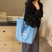 Casual Striped Double-Sided Canvas Women, Spring/Summer Lazy Style Large Capacity Tote Bag, Student Shoulder Bag For_voghion.com
