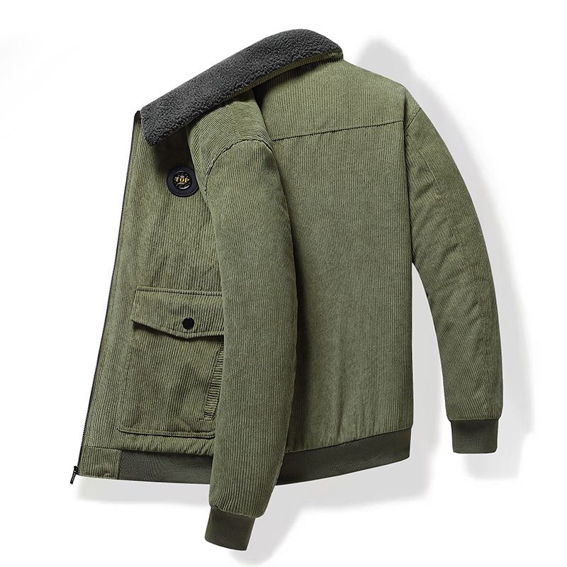 Cord Lammwolle Jacke Herren Winter Lose Fleece Verdickte Casual Revers Jacke Herren Kleidung_voghion.com