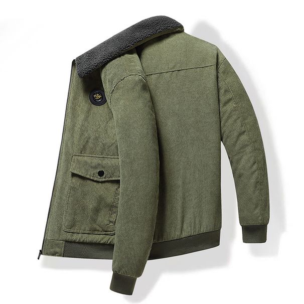 Cord Lammwolle Jacke Herren Winter Lose Fleece Verdickte Casual Revers Jacke Herren Kleidung_voghion.com