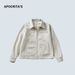 Modern Minimalist Zip-Up Jacket For Men - Premium Polyester Blend Oversized Lapel Coat With Contrast Stitching (Black/Tan/Beige)_voghion.com