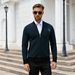 Men's Fleece-Lined Knit Sweater - Warm V-Neck Cardigan For Winter, Soft & Comfortable, Machine Washable (Available In Multiple Colors & Sizes)_voghion.com