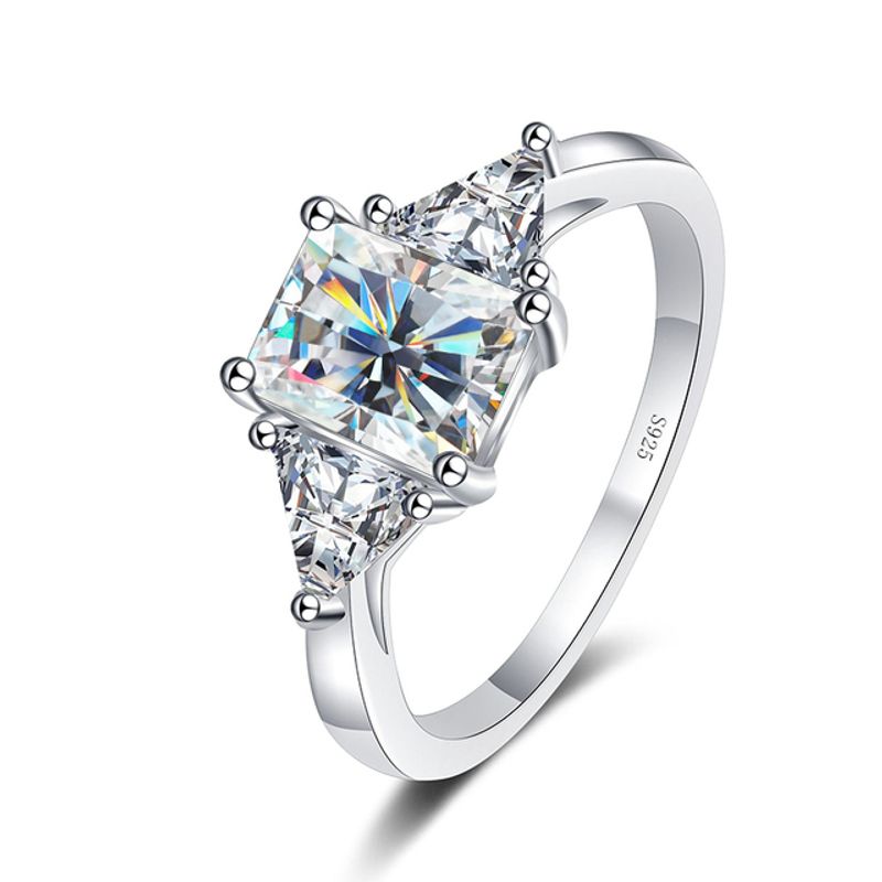 Tancise Klassischer Moissanit-Ehering mit strahlendem Schliff, Sterlingsilber, 3 Karat Diamant, Verlobungsringe für Damen_voghion.com