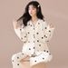 Chun Baifen Pyjama Dames Lente en Herfst 2023 New Wave Point Lange Mouw Herfst en Winter Outfit Dames Thuis Kledingset_voghion.com