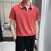 Summer Men's New Men's Short-sleeved Polo Shirt Fashionable Mulberry Silk V-neck Trim Color Matching Men's Lapel POLO_voghion.com