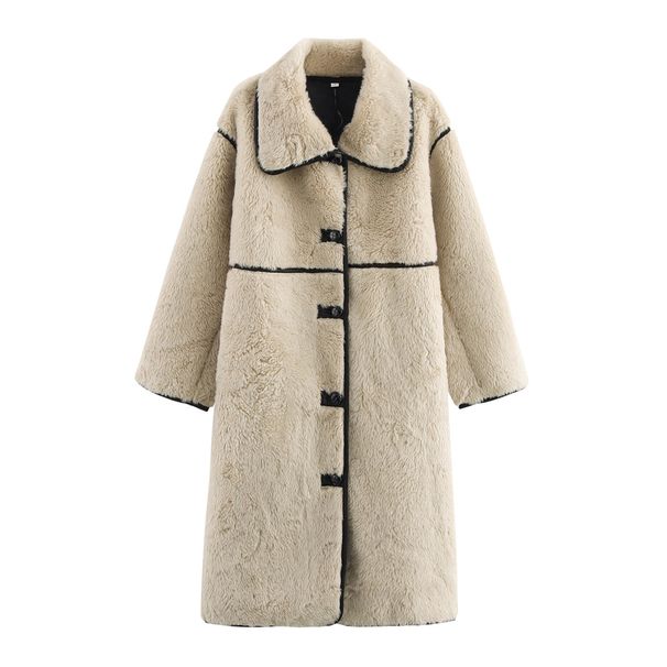 Women's Clothing Faux Fur Coat – Elegant Long Lapel Coat For Women, Winter & Autumn Fashion"_voghion.com