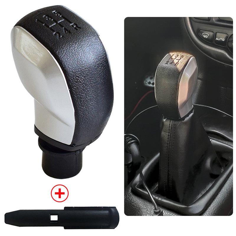 Schwarzer neuer ABS-Auto-Schaltknauf mit Ledermanschettenabdeckung für Peugeot 106 206 306 406 107 207 307 407 301 308 2008_voghion.com