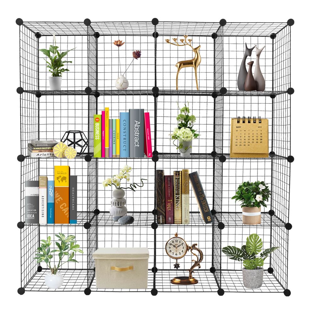 16-Cube Organizer Cube Storage Shelves Wire Cube Storage Origami Shelves Metal Grid Multifunction Shelving Unit Modular Cubbies Organizer Bookcase RT_voghion.com