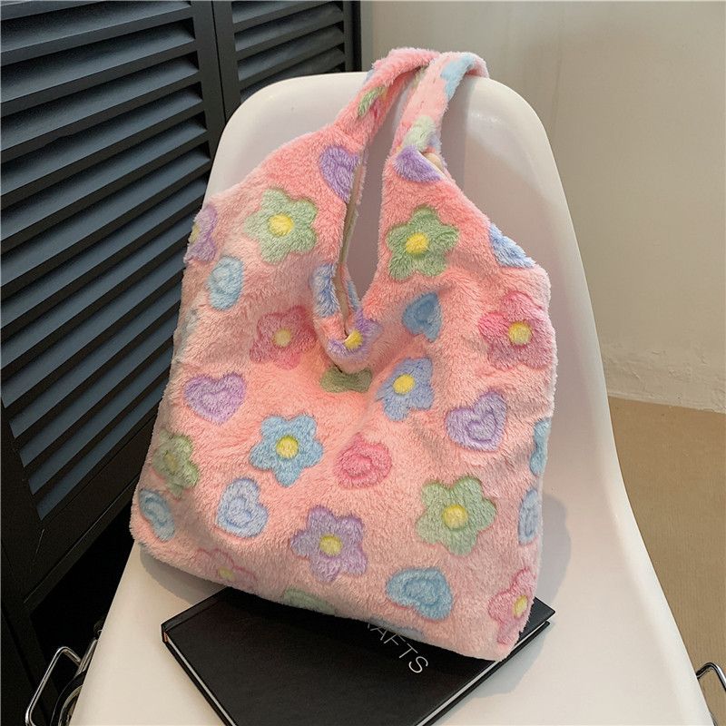 Gentle, fashionable, minimalist temperament, large capacity plush single shoulder women, new Korean version Tote bag for_voghion.com