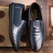 Loafers Men Handmade Leather Shoes Casual Driving Flats Slip-on Shoes Moccasins Boat Shoes Blue _voghion.com