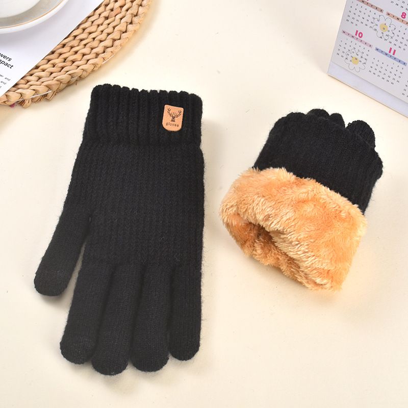 Sports Gloves Skiing Cycling Motorcycle Hiking Touch Screen Gloves Men's Double-layer Touch Screen Gloves With Fleece And Wool Knitted Gloves_voghion.com