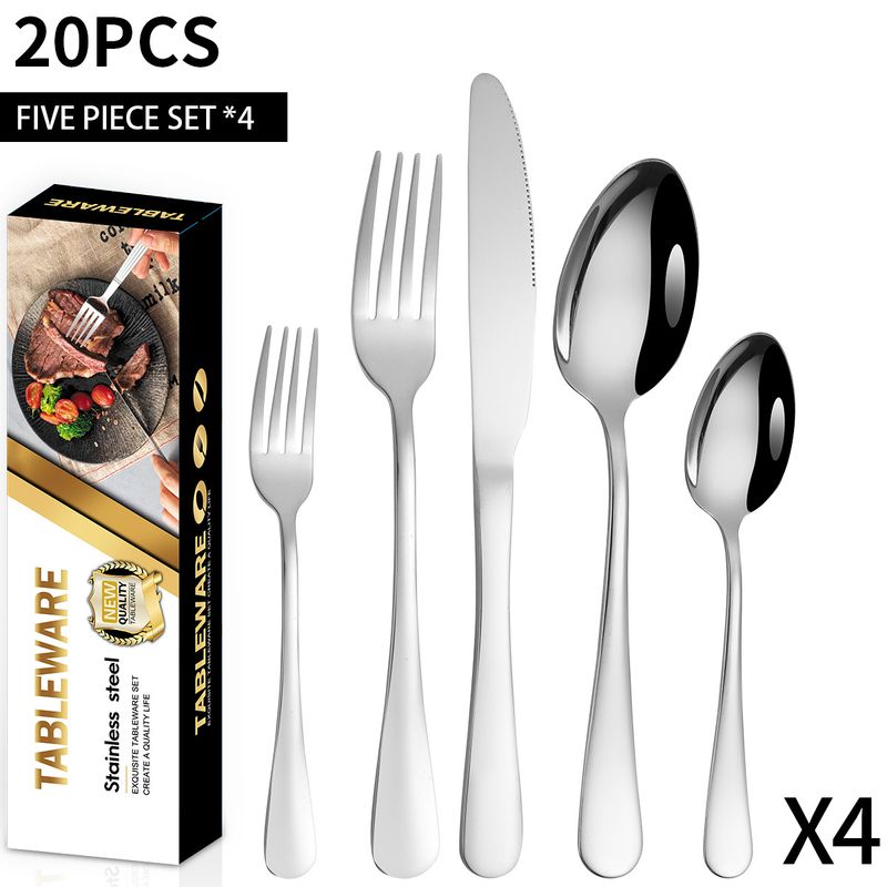 1010 stainless steel 20 piece set gift box, tableware, Western food steak, dinner knife, fork, spoon, tea spoon, tea fork_voghion.com