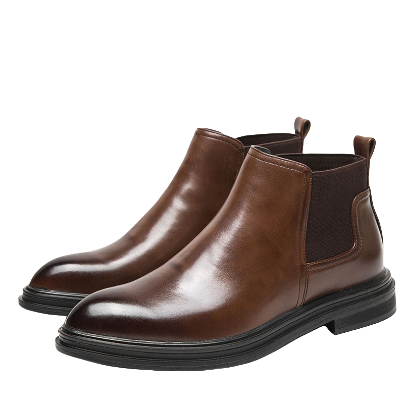Large size pointy head fall and winter high-top leather boots British set foot men's boots business men's boots padded paragraph warmth_voghion.com
