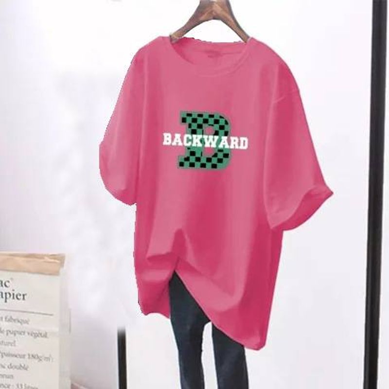 Dames wit los T-shirt met korte mouwen dames grote maten tops nieuwe zomer middellange en lange stijl T-shirt_voghion.com