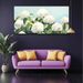 Modern Hydrangea Bloom Abstract Wall Art Canvas Prints Painting- With White Flowers On Blue Background,for Living Room, Bedroom, Office Decor_voghion.com