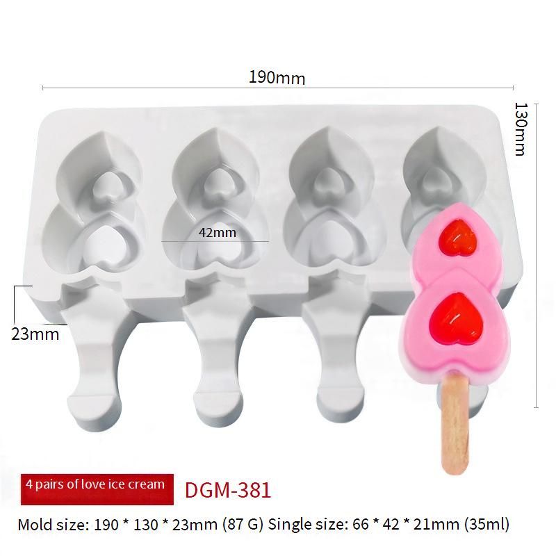 Heart-Shaped Silicone Mold (DIY Ice Cream & Popsicle Maker - Double Heart Design, BPA-Free, Reusable)​_voghion.com