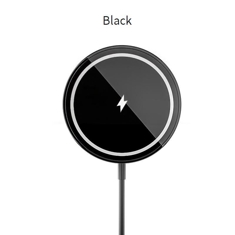 Wireless Charger 15W Fast Charging For IPhone 12/13, Magnetic Wireless Charger Pad With Type-C Port, QC3.0 Compatible (Black/White)​_voghion.com